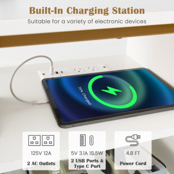 3-Tier Corner TV Stand for TVs up to 65 Inches with Charging Station - Image 16