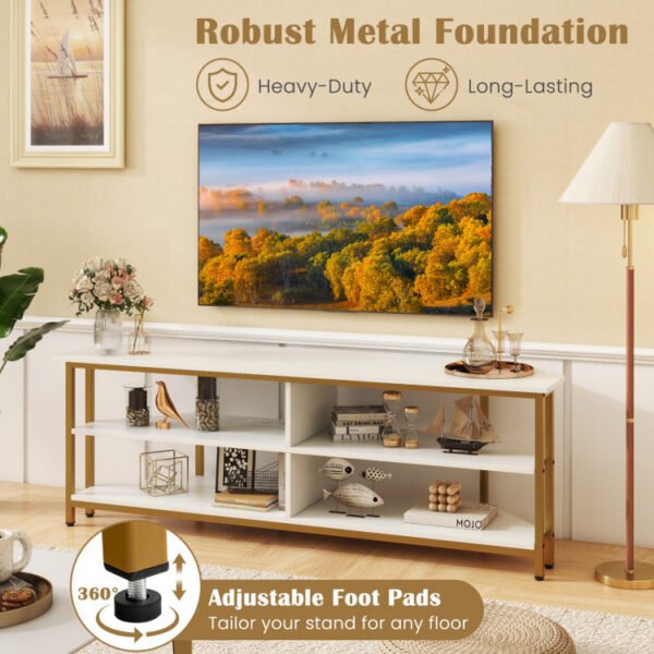 3-Tier Corner TV Stand for TVs up to 65 Inches with Charging Station - Image 17