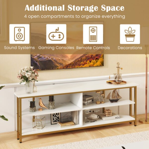 3-Tier Corner TV Stand for TVs up to 65 Inches with Charging Station - Image 18