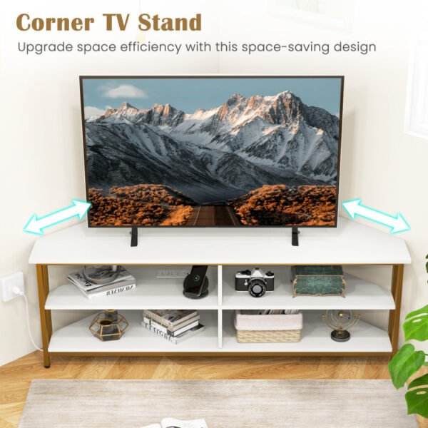 3-Tier Corner TV Stand for TVs up to 65 Inches with Charging Station - Image 20