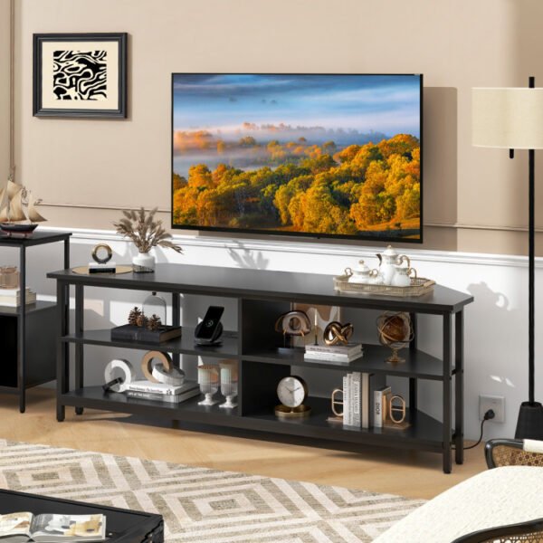 3-Tier Corner TV Stand for TVs up to 65 Inches with Charging Station - Image 3