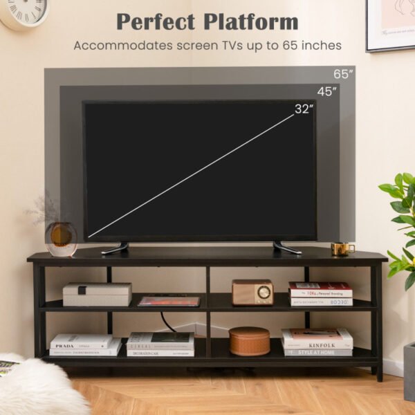 3-Tier Corner TV Stand for TVs up to 65 Inches with Charging Station - Image 6