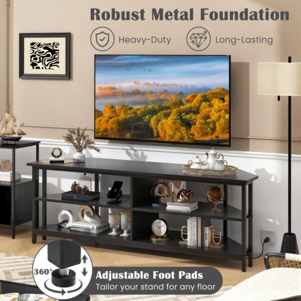 3-Tier Corner TV Stand for TVs up to 65 Inches with Charging Station - Image 8
