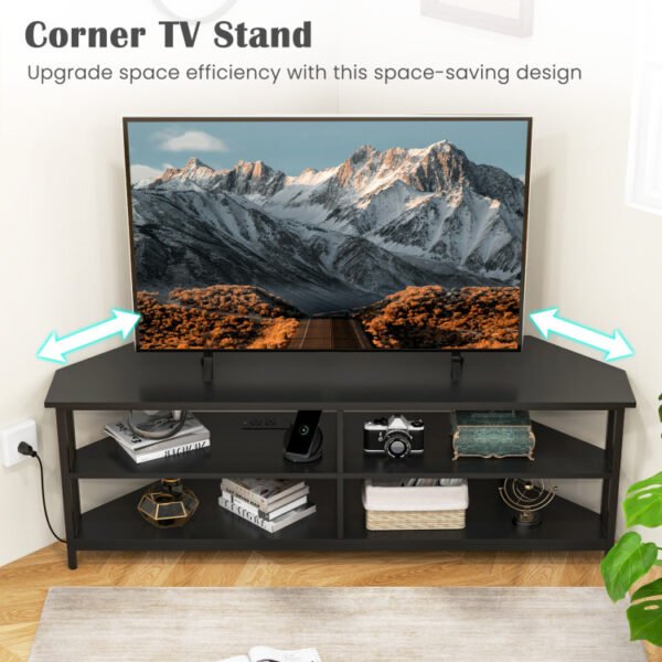 3-Tier Corner TV Stand for TVs up to 65 Inches with Charging Station - Image 10