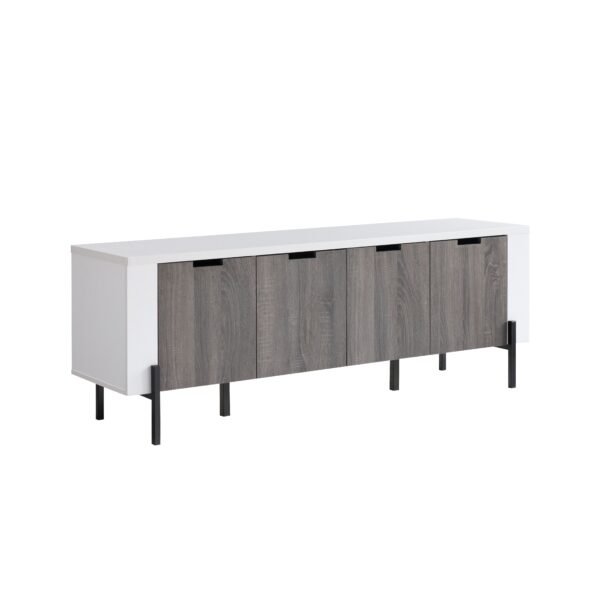 Farmhouse Black TV Stand for 55” TV – 30" Tall Rustic Console with Sliding Barn Doors & Storage Cabinets - Image 3
