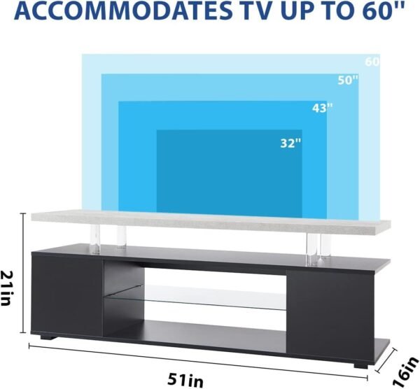 65" Black & Grey LED TV Stand with Storage – Modern Gaming Entertainment Center for Living Room - Image 4