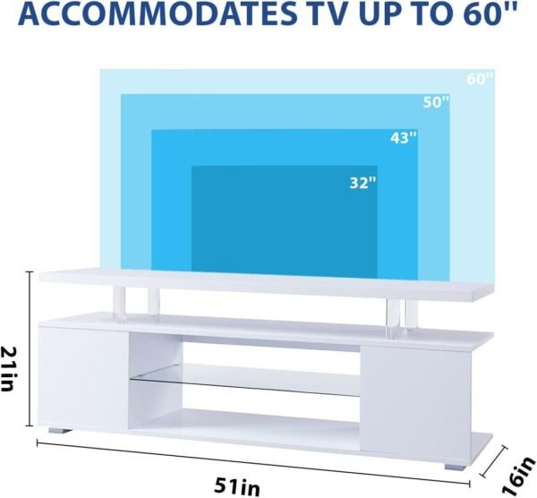 65" White LED TV Stand with Storage – Modern Gaming Entertainment Center for Living Room - Image 6