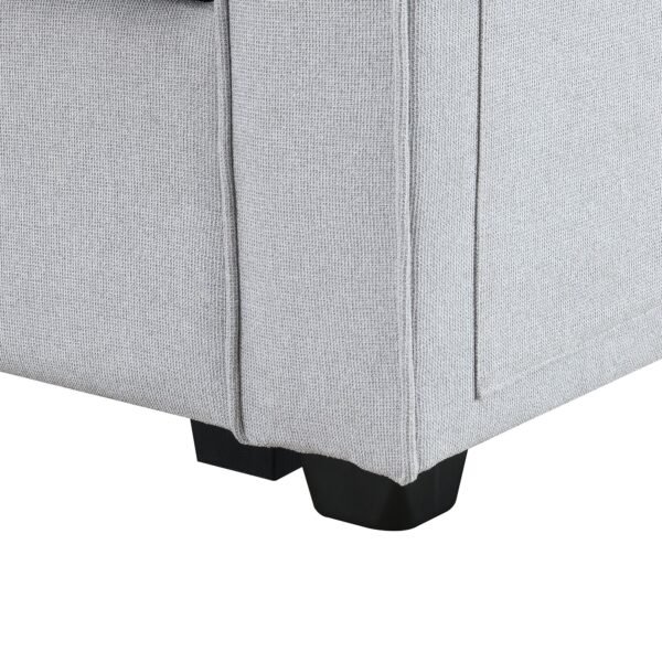 Modern 4-Seat Deep Sofa with Ottoman, USB, Storage Console & Toss Pillows – Light Gray Fabric Couch - Image 20