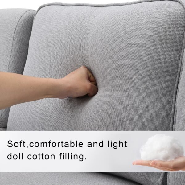 Modern 4-Seat Deep Sofa with Ottoman, USB, Storage Console & Toss Pillows – Light Gray Fabric Couch - Image 5