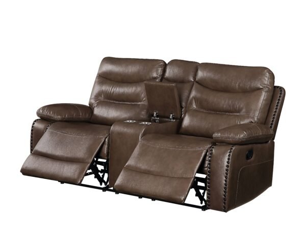 Aashi Brown Leather-GEL Match 3PCS Recliner Living Room Set - Image 6