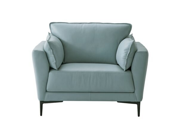 Mesut Sage Green Top Grain Leather & Black Finish Chair - Image 3