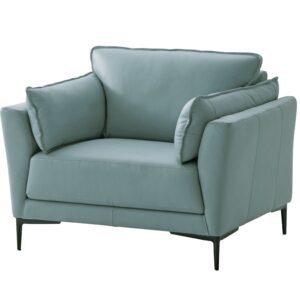 Mesut Sage Green Top Grain Leather & Black Finish Chair