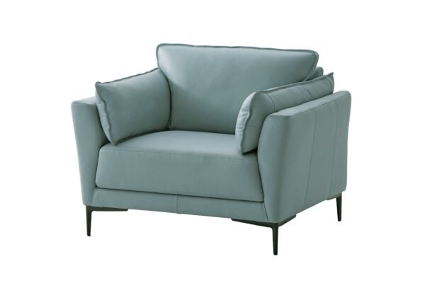 Mesut Sage Green Top Grain Leather & Black Finish Chair