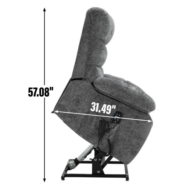 Grey Dual Motor Power Lift Recliner Chair with Massage & Heat – Up to 350 lbs - Image 4