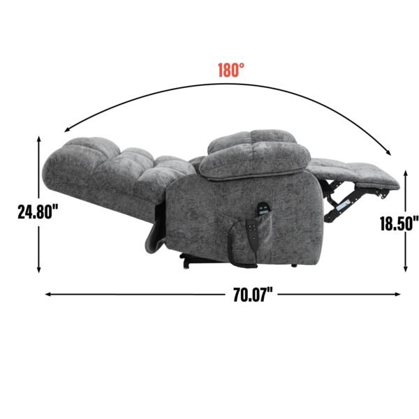 Grey Dual Motor Power Lift Recliner Chair with Massage & Heat – Up to 350 lbs - Image 5