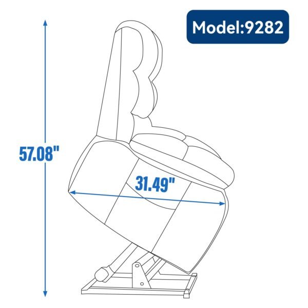 Grey Dual Motor Power Lift Recliner Chair with Massage & Heat – Up to 350 lbs - Image 7