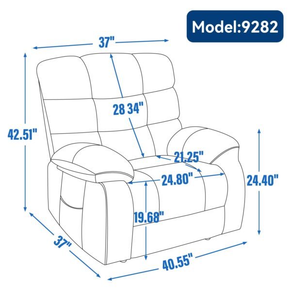 Grey Dual Motor Power Lift Recliner Chair with Massage & Heat – Up to 350 lbs - Image 8