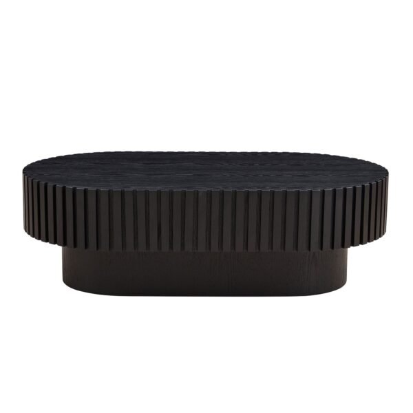 43.70 Inch Modern Handcraft Drum Coffee Table Oval Coffee Table for Living Room,Small Wooden Coffee Table with Sturdy Pedestal for Office - Image 17