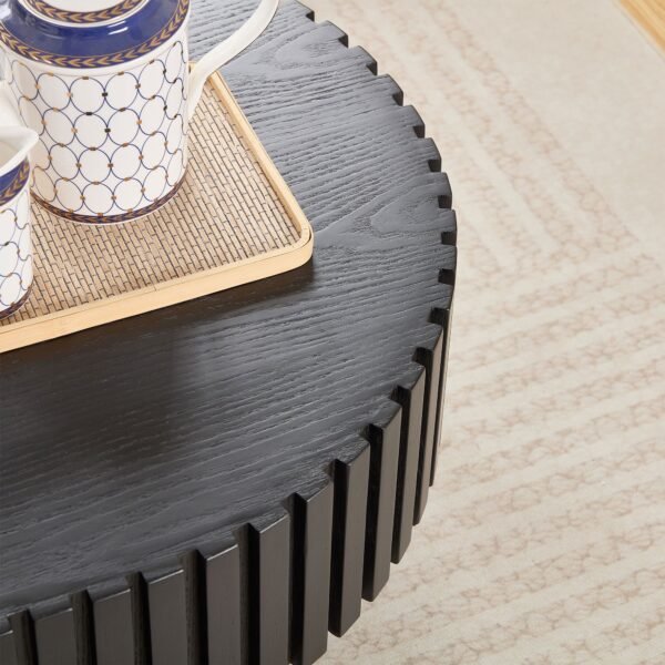 43.70 Inch Modern Handcraft Drum Coffee Table Oval Coffee Table for Living Room,Small Wooden Coffee Table with Sturdy Pedestal for Office - Image 18