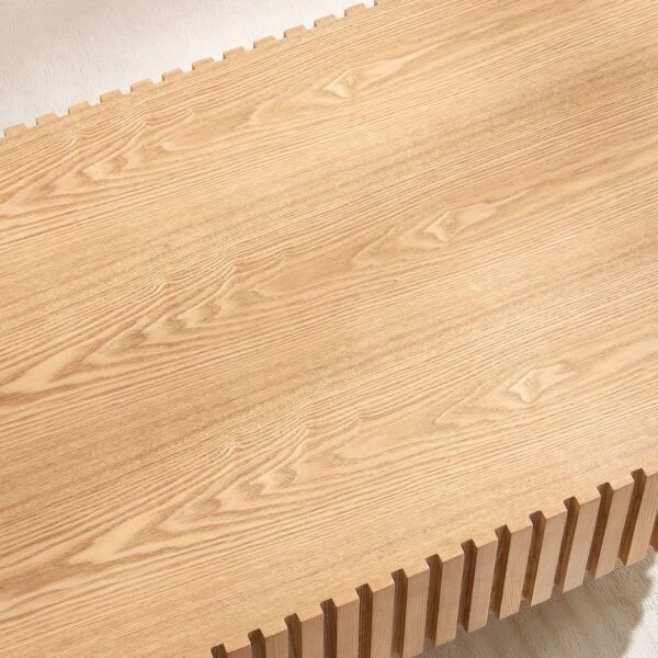 43.70 Inch Modern Handcraft Drum Coffee Table Oval Coffee Table for Living Room,Small Wooden Coffee Table with Sturdy Pedestal for Office - Image 4