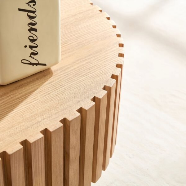 43.70 Inch Modern Handcraft Drum Coffee Table Oval Coffee Table for Living Room,Small Wooden Coffee Table with Sturdy Pedestal for Office - Image 6