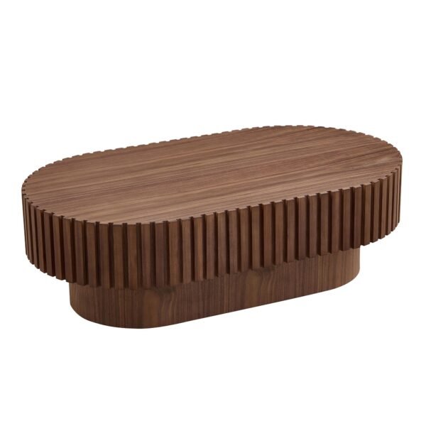 43.70 Inch Modern Handcraft Drum Coffee Table Oval Coffee Table for Living Room,Small Wooden Coffee Table with Sturdy Pedestal for Office - Image 9