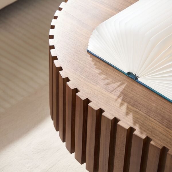 43.70 Inch Modern Handcraft Drum Coffee Table Oval Coffee Table for Living Room,Small Wooden Coffee Table with Sturdy Pedestal for Office - Image 12