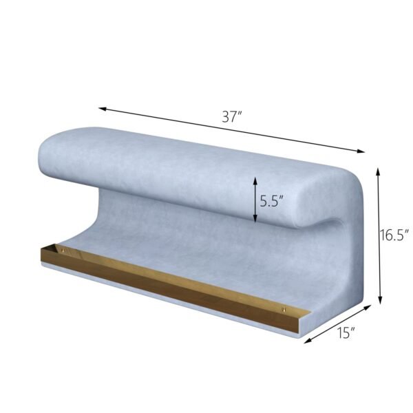 Modern Faux Leather Entryway Bench Ottoman with LED Sensor Light – Blue Upholstery, Oval Shape - Image 3