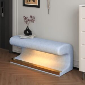 Entryway Bench Leather Upholstered Ottoman with LED sensor light for living room ,bedroom,end of bed
