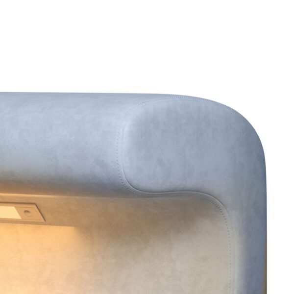 Modern Faux Leather Entryway Bench Ottoman with LED Sensor Light – Blue Upholstery, Oval Shape - Image 7