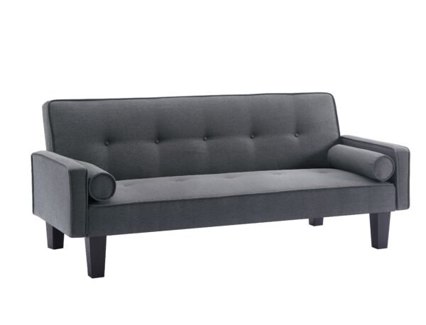 Medieval Button Tufted Fabric Love Seat Sofa with Pillows – Convertible Couch for Living Room or Apartment, Pull Point Design - Image 3