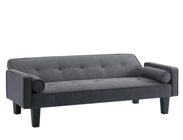 Medieval Button Tufted Fabric Love Seat Sofa with Pillows – Convertible Couch for Living Room or Apartment, Pull Point Design - Image 4