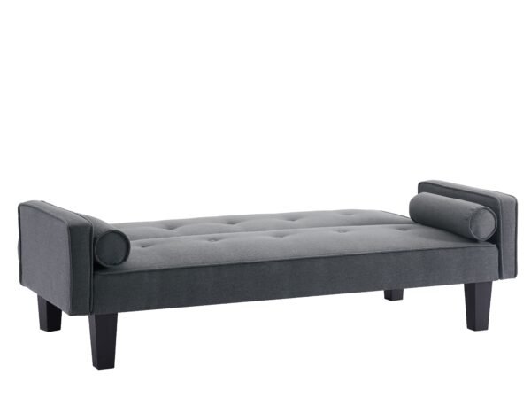 Medieval Button Tufted Fabric Love Seat Sofa with Pillows – Convertible Couch for Living Room or Apartment, Pull Point Design - Image 5