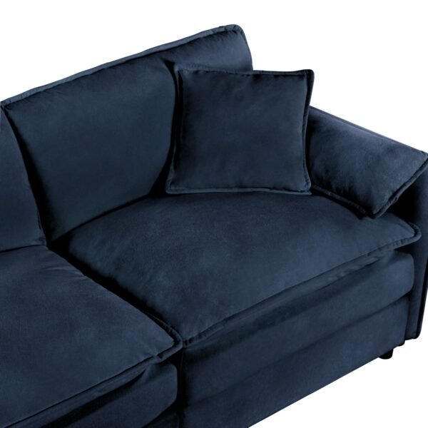 Oversized Chenille Loveseat Sofa – Blue 2-Seater Cloud Couch for Small Spaces, Modular Deep Seat Sofa for Living Room & Bedroom - Image 11