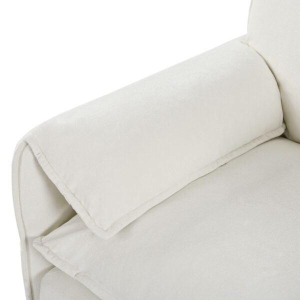 Oversized Chenille Loveseat Sofa – Beige 2-Seater Cloud Couch for Small Spaces, Modular Deep Seat Sofa for Living Room & Bedroom - Image 15