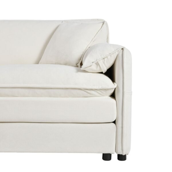Oversized Chenille Loveseat Sofa – Beige 2-Seater Cloud Couch for Small Spaces, Modular Deep Seat Sofa for Living Room & Bedroom - Image 8