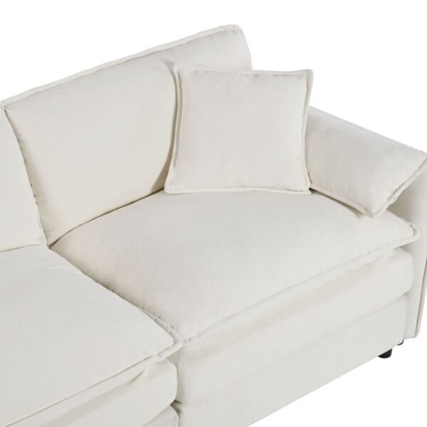 Oversized Chenille Loveseat Sofa – Beige 2-Seater Cloud Couch for Small Spaces, Modular Deep Seat Sofa for Living Room & Bedroom - Image 9