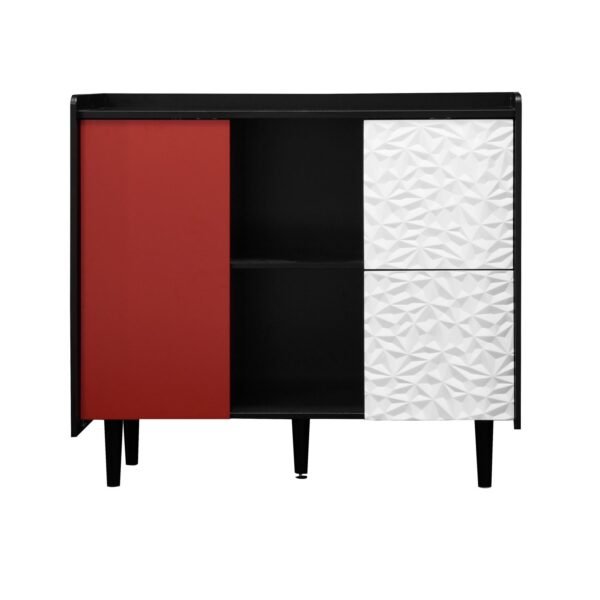 Black & Red Sideboard Buffet Cabinet – Modern Coffee Bar with Drawers, Shelves, & Doors, 35" Accent Storage Cabinet - Image 14