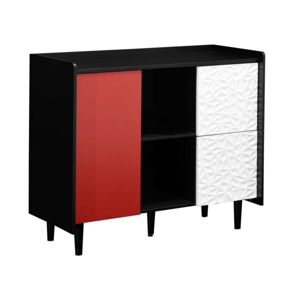 Black & Red Sideboard Buffet Cabinet – Modern Coffee Bar with Drawers, Shelves, & Doors, 35" Accent Storage Cabinet - Image 15