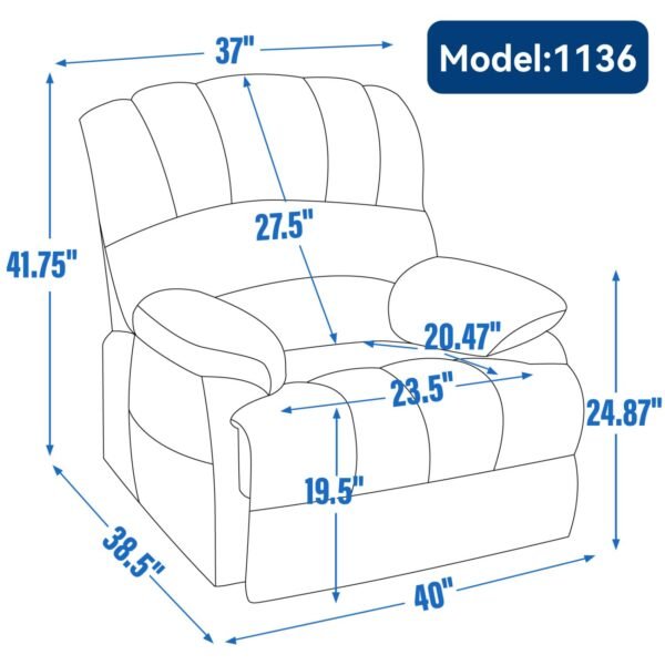 Brown Oversized Power Lift Recliner with Heat & Massage – 23" Seat Width, USB, 350 lbs Capacity - Image 16
