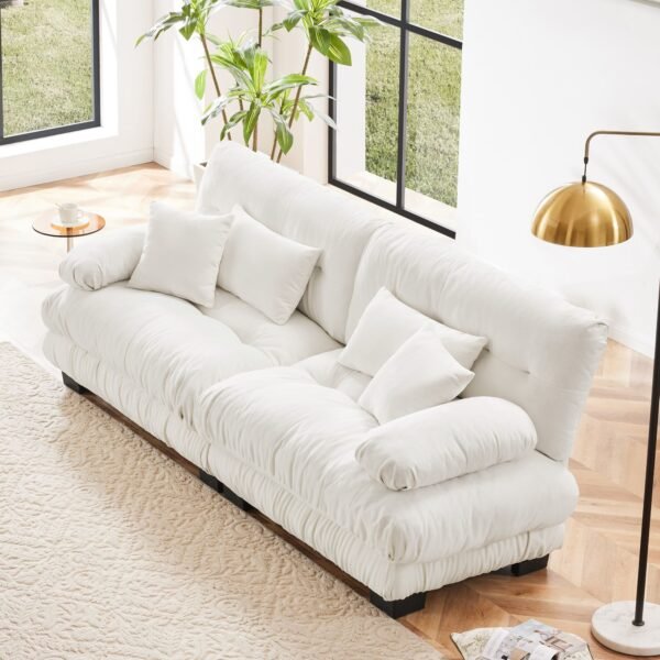 Cloud Couch 2-Seater Sofa with Chenille Upholstery and Pillows for Cozy Living Room Comfort - Image 30