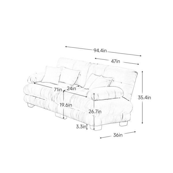 Cloud Couch 2-Seater Sofa with Chenille Upholstery and Pillows for Cozy Living Room Comfort - Image 42