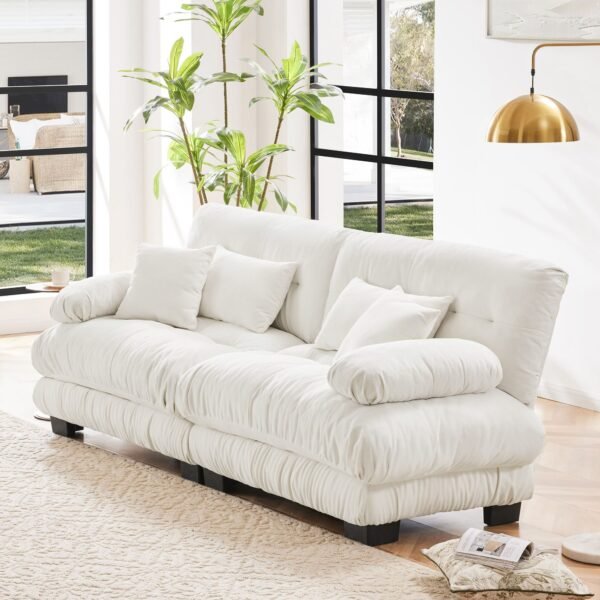 Cloud Couch 2-Seater Sofa with Chenille Upholstery and Pillows for Cozy Living Room Comfort - Image 31
