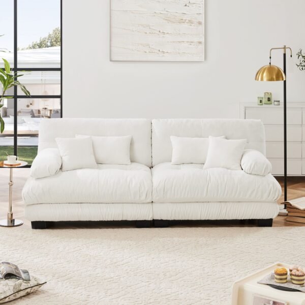 Cloud Couch 2-Seater Sofa with Chenille Upholstery and Pillows for Cozy Living Room Comfort - Image 29