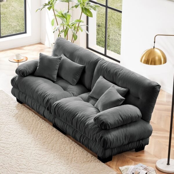 Cloud Couch 2-Seater Sofa with Chenille Upholstery and Pillows for Cozy Living Room Comfort - Image 16