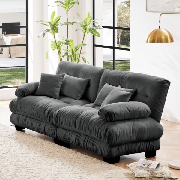 Cloud Couch 2-Seater Sofa with Chenille Upholstery and Pillows for Cozy Living Room Comfort - Image 17