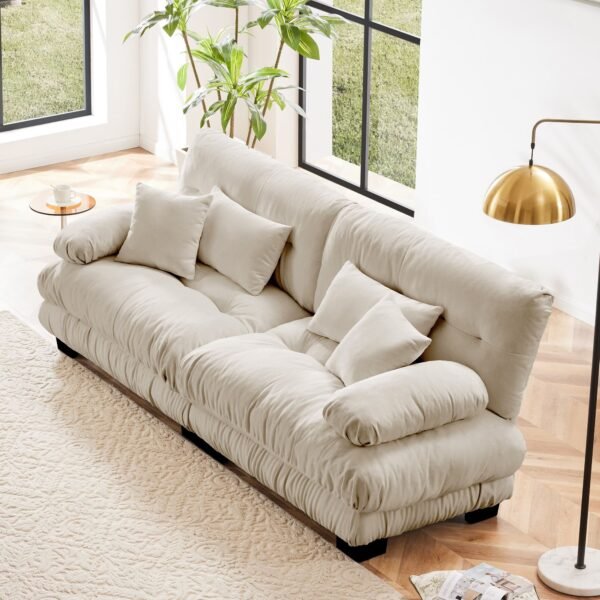 Cloud Couch 2-Seater Sofa with Chenille Upholstery and Pillows for Cozy Living Room Comfort - Image 44