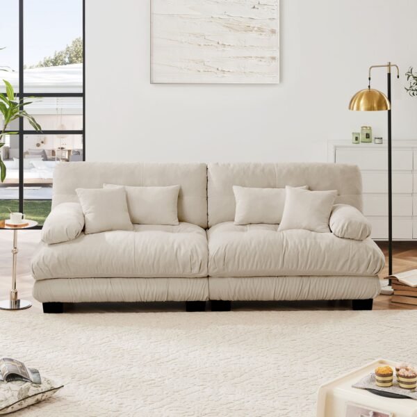 Cloud Couch 2-Seater Sofa with Chenille Upholstery and Pillows for Cozy Living Room Comfort - Image 43