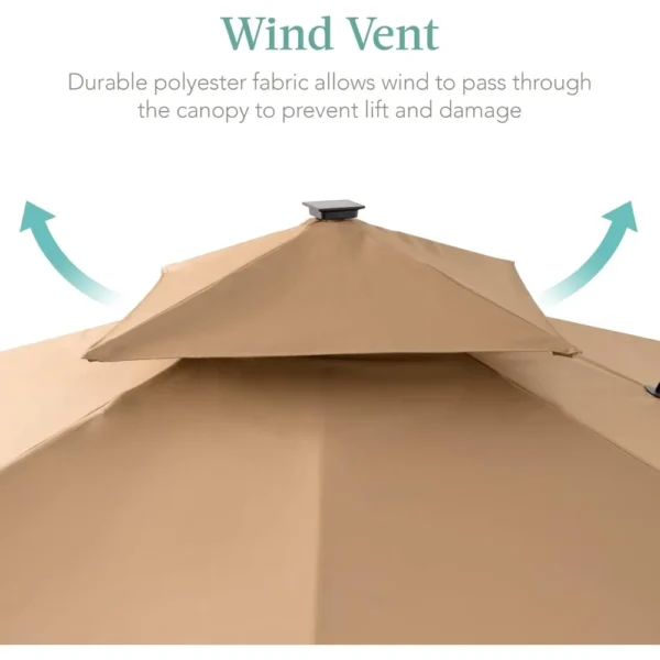 10x10ft Cantilever Patio Umbrella with Solar LED Lights & Fillable Base – Outdoor Offset Hanging Shade - Image 4