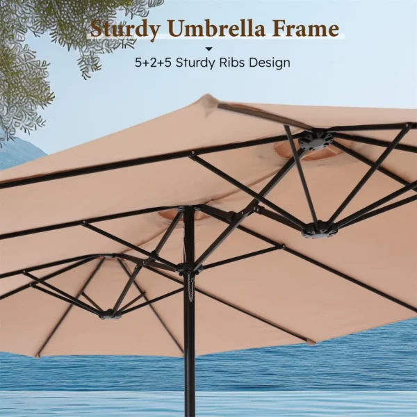 15 Ft Double-Sided Patio Umbrella with Base – Extra Large UV-Resistant Outdoor Shade - Image 9